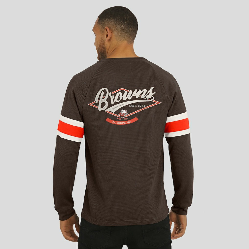 Cleveland Browns Darius Rucker Collection Waffle-Knit Raglan Long Sleeve Henley T-Shirt | NFL New