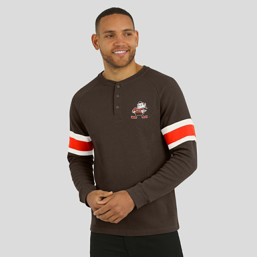 Cleveland Browns Darius Rucker Collection Waffle-Knit Raglan Long Sleeve Henley T-Shirt | NFL New