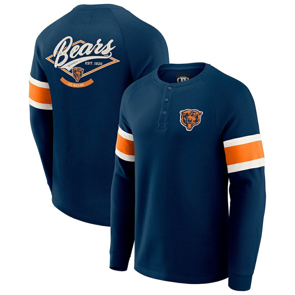 Chicago Bears Darius Rucker Collection Waffle-Knit Raglan Long Sleeve Henley T-Shirt | NFL Online