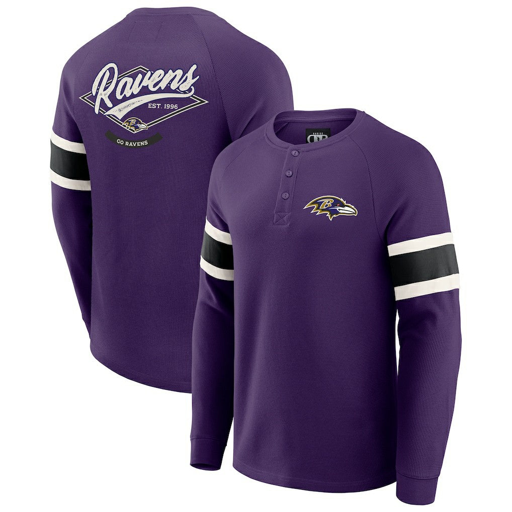 Baltimore Ravens Darius Rucker Collection Waffle-Knit Raglan Long Sleeve Henley T-Shirt | NFL Online