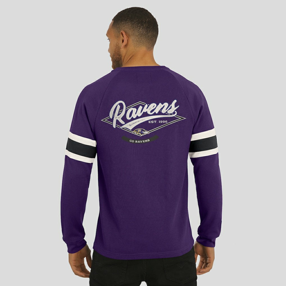 Baltimore Ravens Darius Rucker Collection Waffle-Knit Raglan Long Sleeve Henley T-Shirt | NFL Online