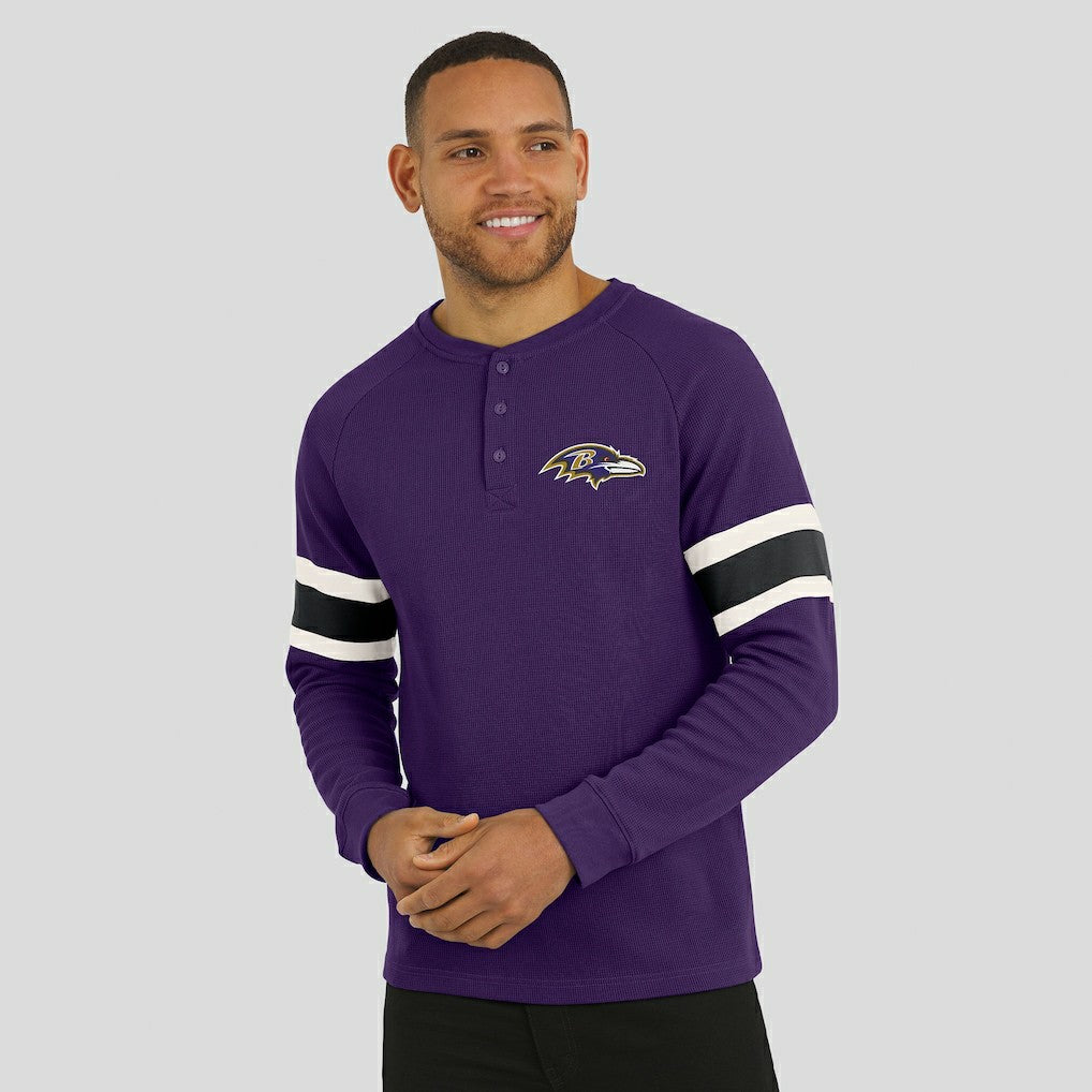 Baltimore Ravens Darius Rucker Collection Waffle-Knit Raglan Long Sleeve Henley T-Shirt | NFL Online