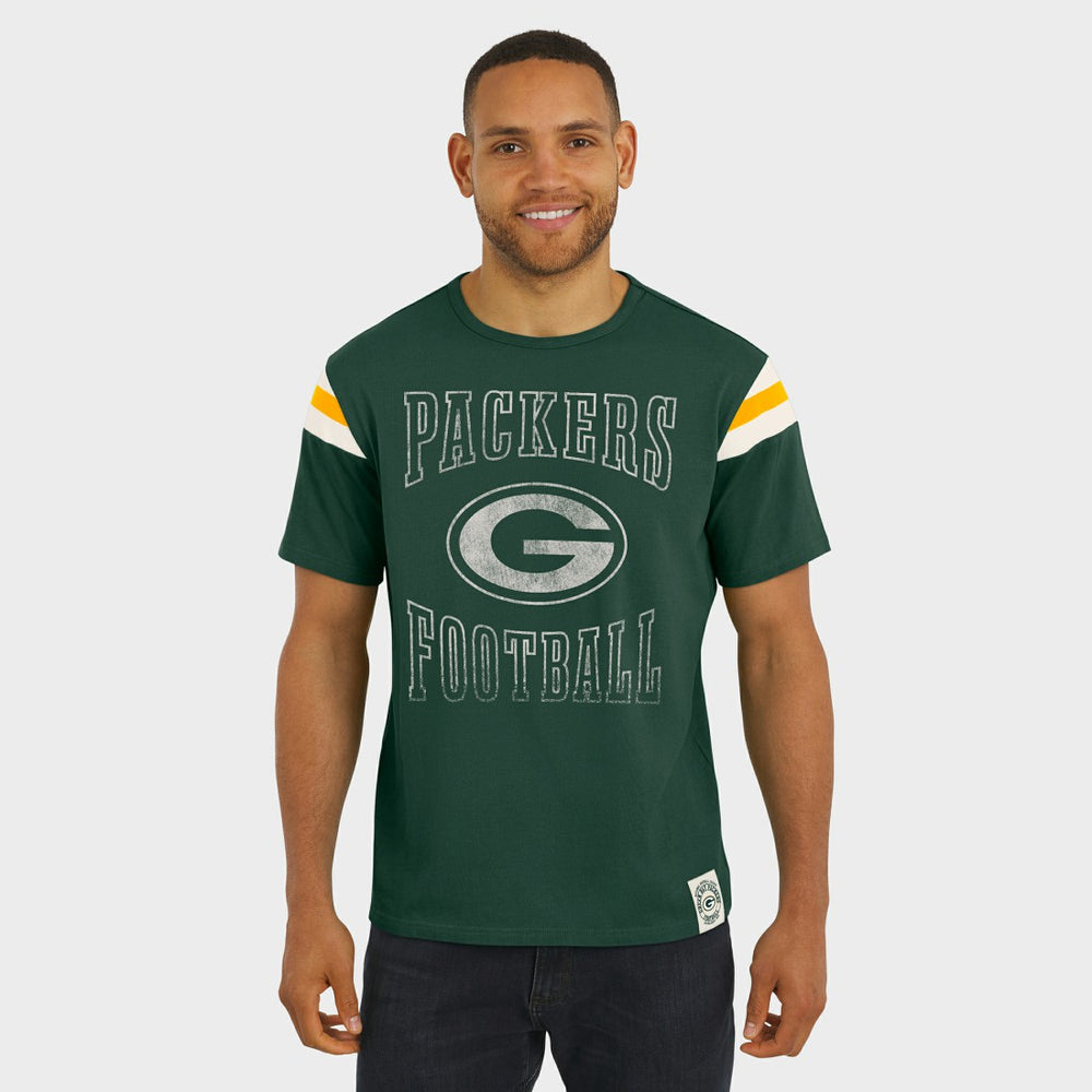 Green Bay Packers Darius Rucker Collection Football Stripe Sleeve T-Shirt | NFL Outlet