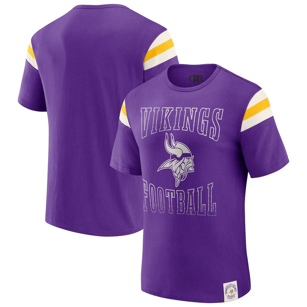 Minnesota Vikings Darius Rucker Collection Football Stripe Sleeve T-Shirt | NFL Sale