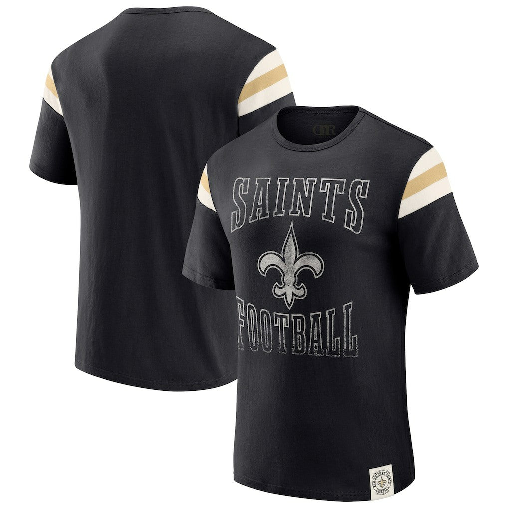 New Orleans Saints Darius Rucker Collection Football Stripe Sleeve T-Shirt | NFL Discount