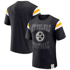 Pittsburgh Steelers Darius Rucker Collection Football Stripe Sleeve T-Shirt | NFL New