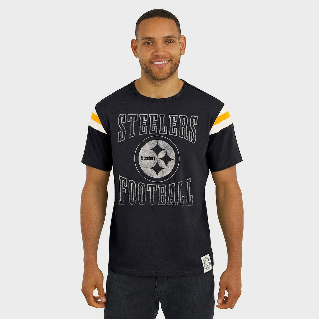 Pittsburgh Steelers Darius Rucker Collection Football Stripe Sleeve T-Shirt | NFL New