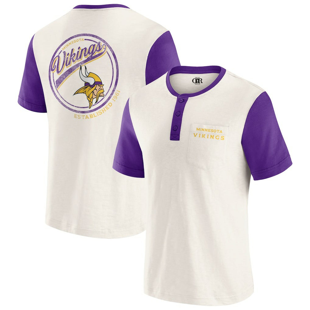 Minnesota Vikings Darius Rucker Collection Henley Colorblock Slub Pocket T-Shirt | NFL US