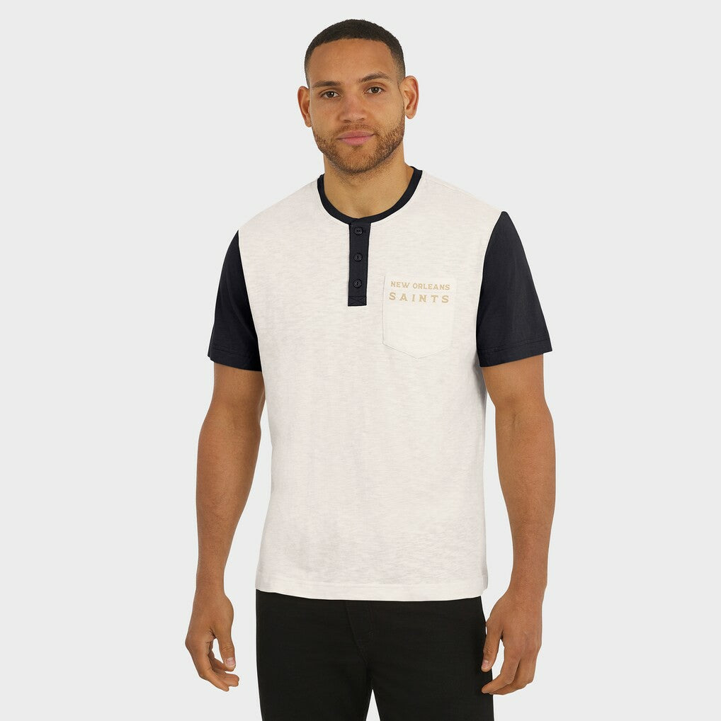 New Orleans Saints Darius Rucker Collection Henley Colorblock Slub Pocket T-Shirt | NFL Online