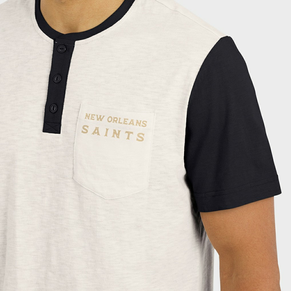New Orleans Saints Darius Rucker Collection Henley Colorblock Slub Pocket T-Shirt | NFL Online