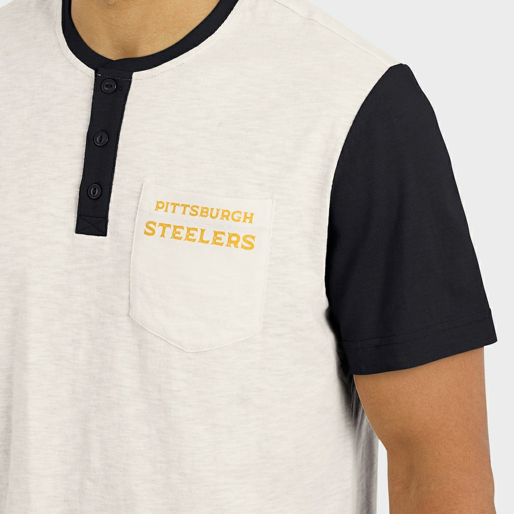 Pittsburgh Steelers Darius Rucker Collection Henley Colorblock Slub Pocket T-Shirt | NFL On sale