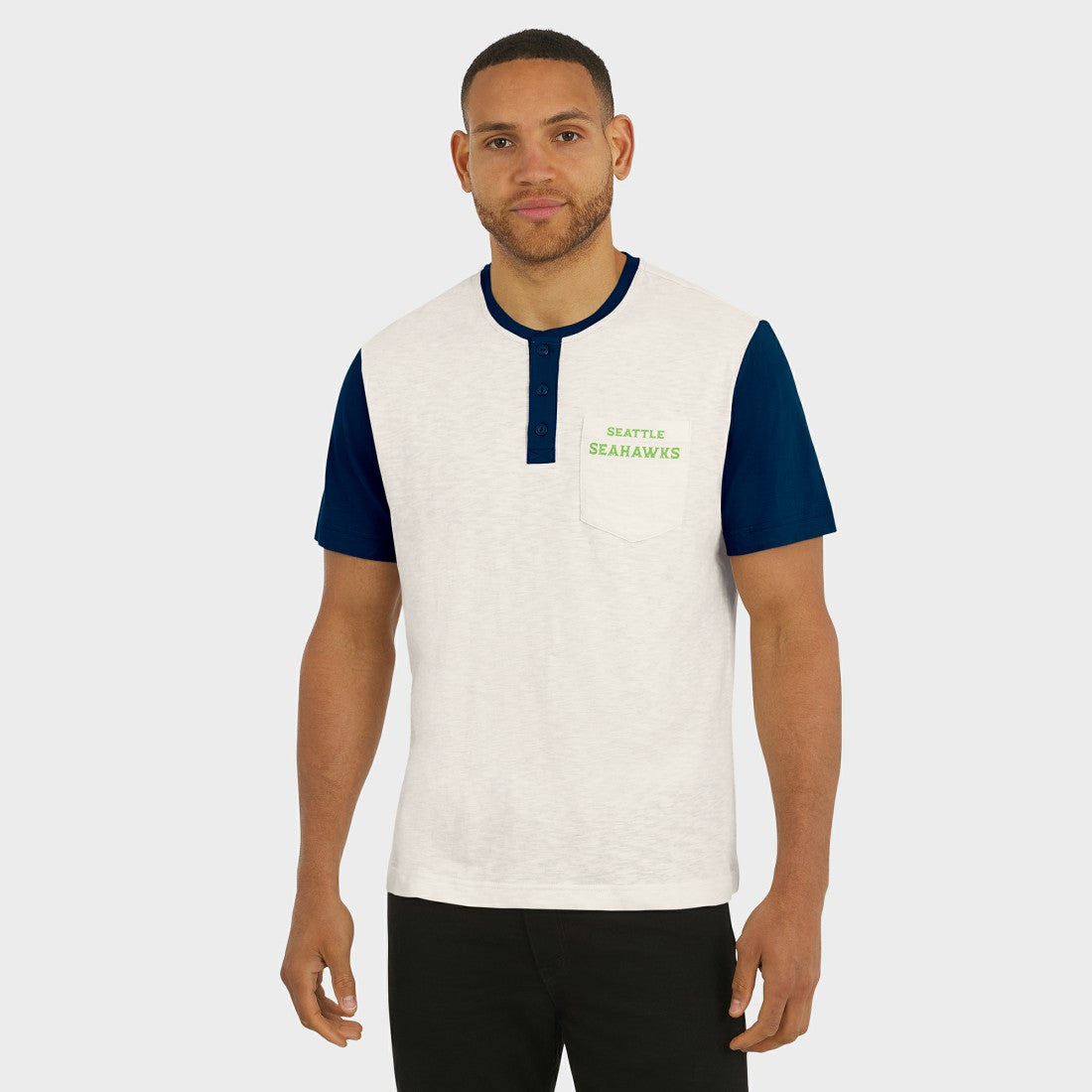 Seattle Seahawks Darius Rucker Collection Henley Colorblock Slub Pocket T-Shirt | NFL US