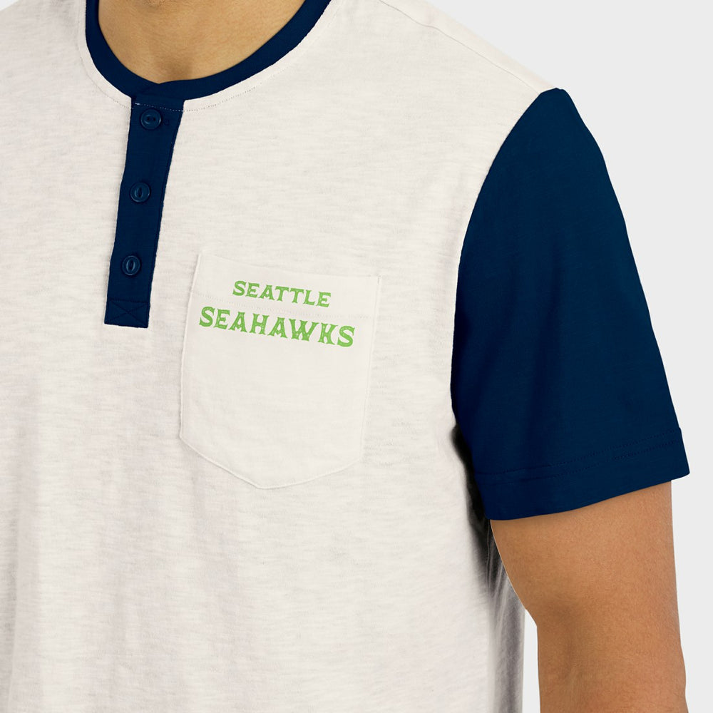 Seattle Seahawks Darius Rucker Collection Henley Colorblock Slub Pocket T-Shirt | NFL US