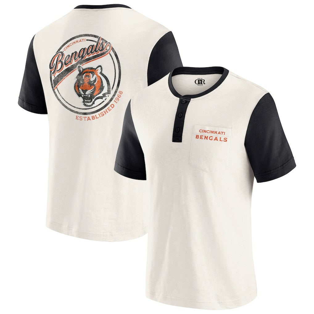 Cincinnati Bengals Darius Rucker Collection Henley Colorblock Slub Pocket T-Shirt | NFL Near me