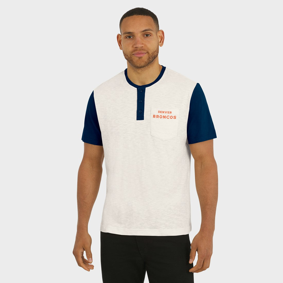 Denver Broncos Darius Rucker Collection Henley Colorblock Slub Pocket T-Shirt | NFL US