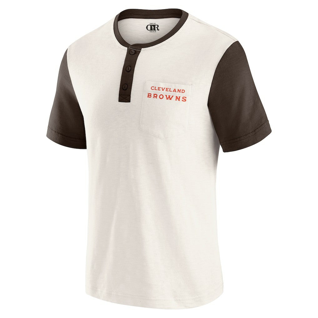 Cleveland Browns Darius Rucker Collection Henley Colorblock Slub Pocket T-Shirt | NFL Sale