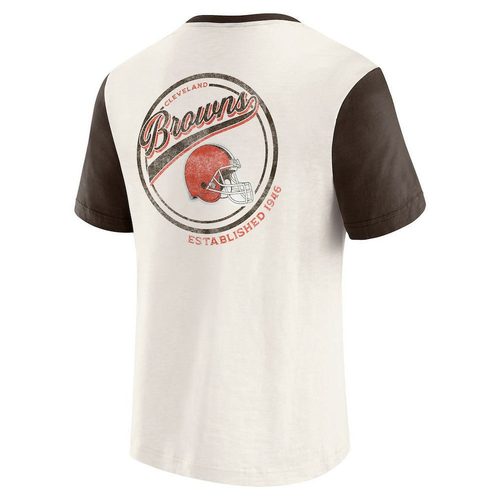 Cleveland Browns Darius Rucker Collection Henley Colorblock Slub Pocket T-Shirt | NFL Sale
