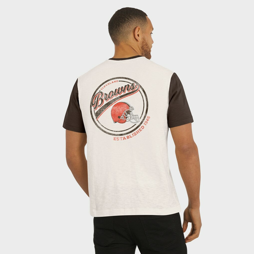 Cleveland Browns Darius Rucker Collection Henley Colorblock Slub Pocket T-Shirt | NFL Sale