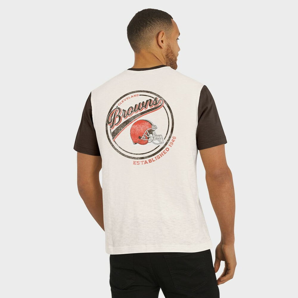Cleveland Browns Darius Rucker Collection Henley Colorblock Slub Pocket T-Shirt | NFL Sale