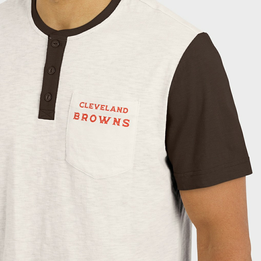 Cleveland Browns Darius Rucker Collection Henley Colorblock Slub Pocket T-Shirt | NFL Sale