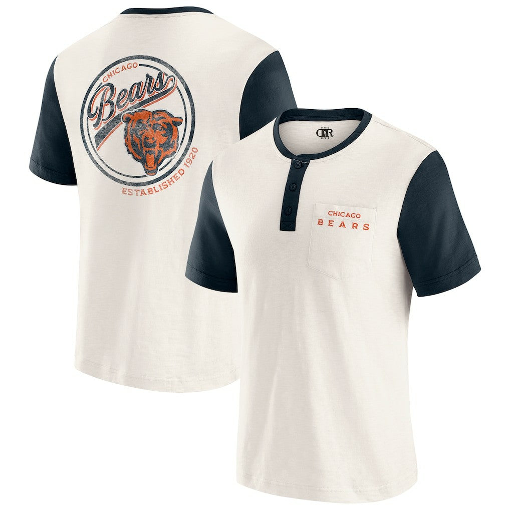Chicago Bears Darius Rucker Collection Henley Colorblock Slub Pocket T-Shirt | NFL Sale