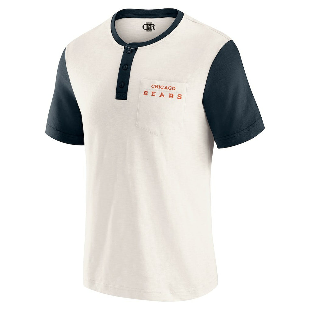 Chicago Bears Darius Rucker Collection Henley Colorblock Slub Pocket T-Shirt | NFL Sale