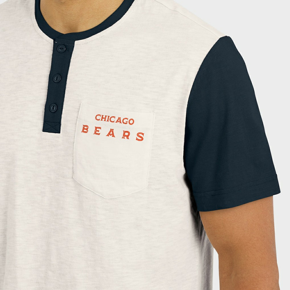 Chicago Bears Darius Rucker Collection Henley Colorblock Slub Pocket T-Shirt | NFL Sale