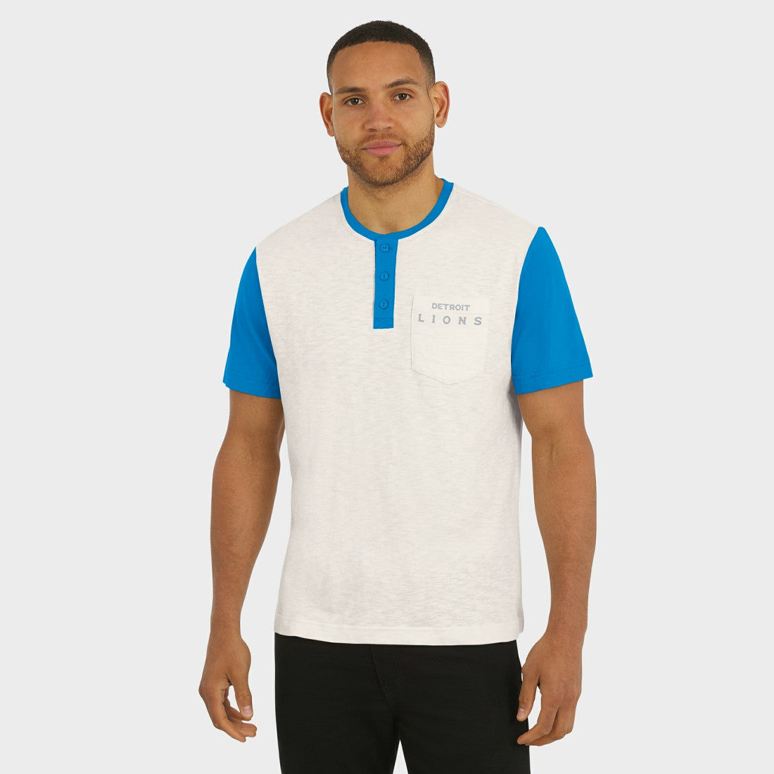 Detroit Lions Darius Rucker Collection Henley Colorblock Slub Pocket T-Shirt | NFL Online