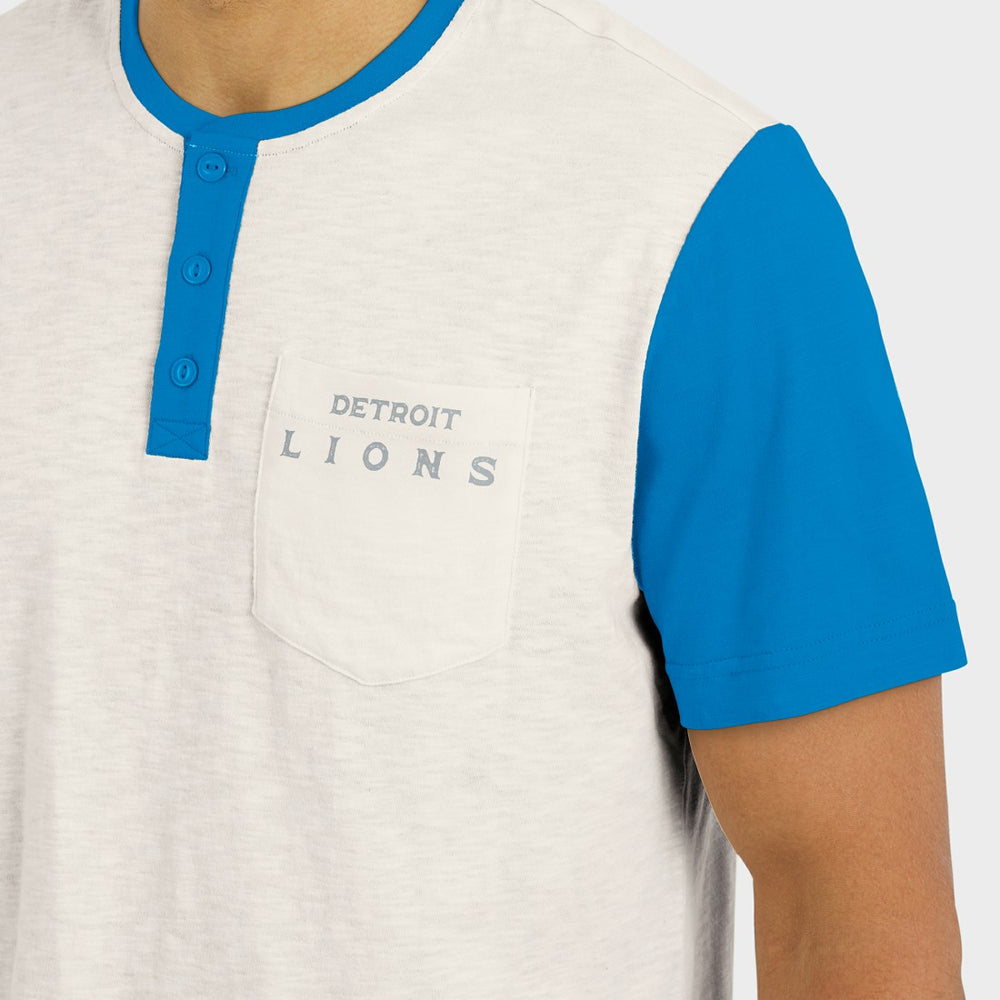 Detroit Lions Darius Rucker Collection Henley Colorblock Slub Pocket T-Shirt | NFL Online