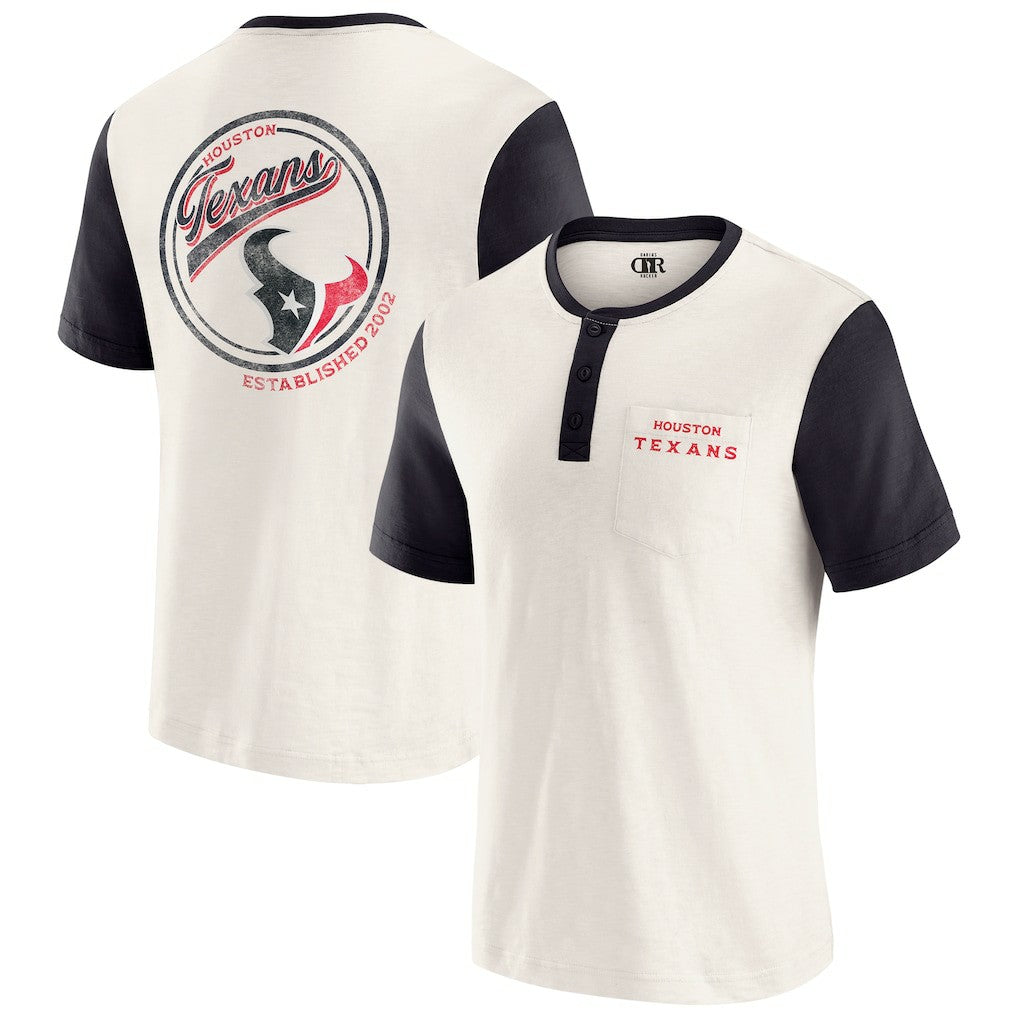 Houston Texans Darius Rucker Collection Henley Colorblock Slub Pocket T-Shirt | NFL Discount