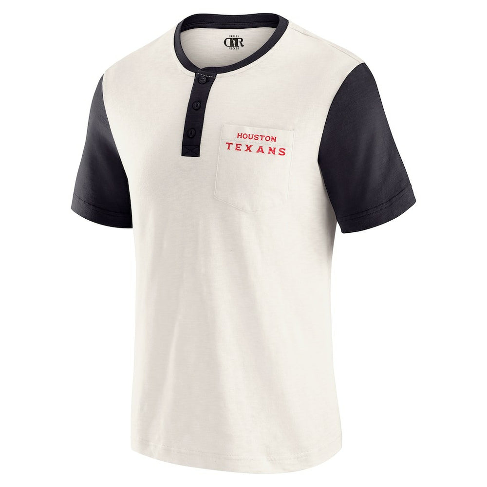 Houston Texans Darius Rucker Collection Henley Colorblock Slub Pocket T-Shirt | NFL Discount