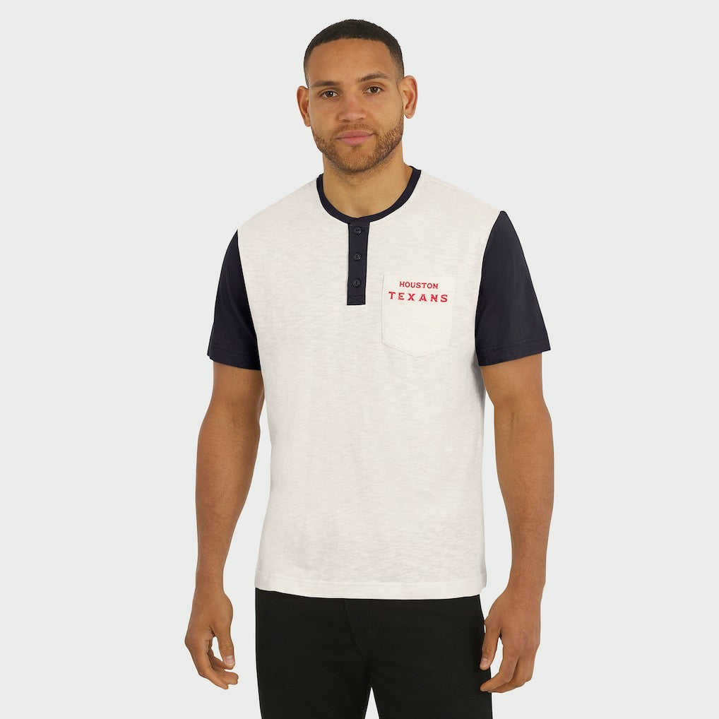 Houston Texans Darius Rucker Collection Henley Colorblock Slub Pocket T-Shirt | NFL Discount