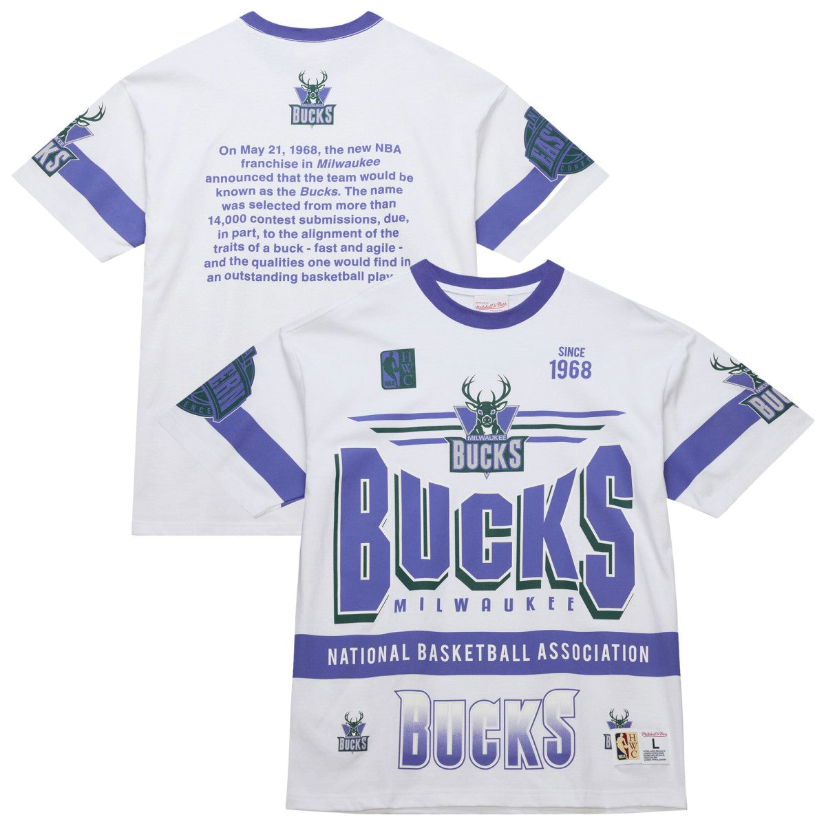 White Milwaukee Bucks Unisex Hardwood Classics Vintage Team Origins Premium T-Shirt | NBA
