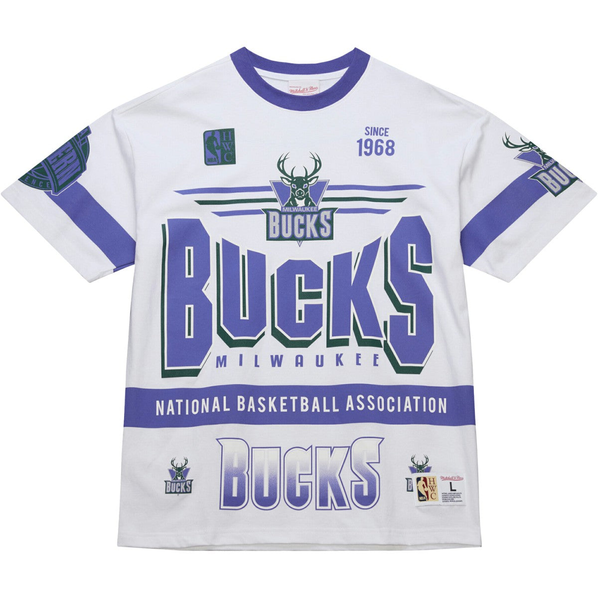 White Milwaukee Bucks Unisex Hardwood Classics Vintage Team Origins Premium T-Shirt | NBA