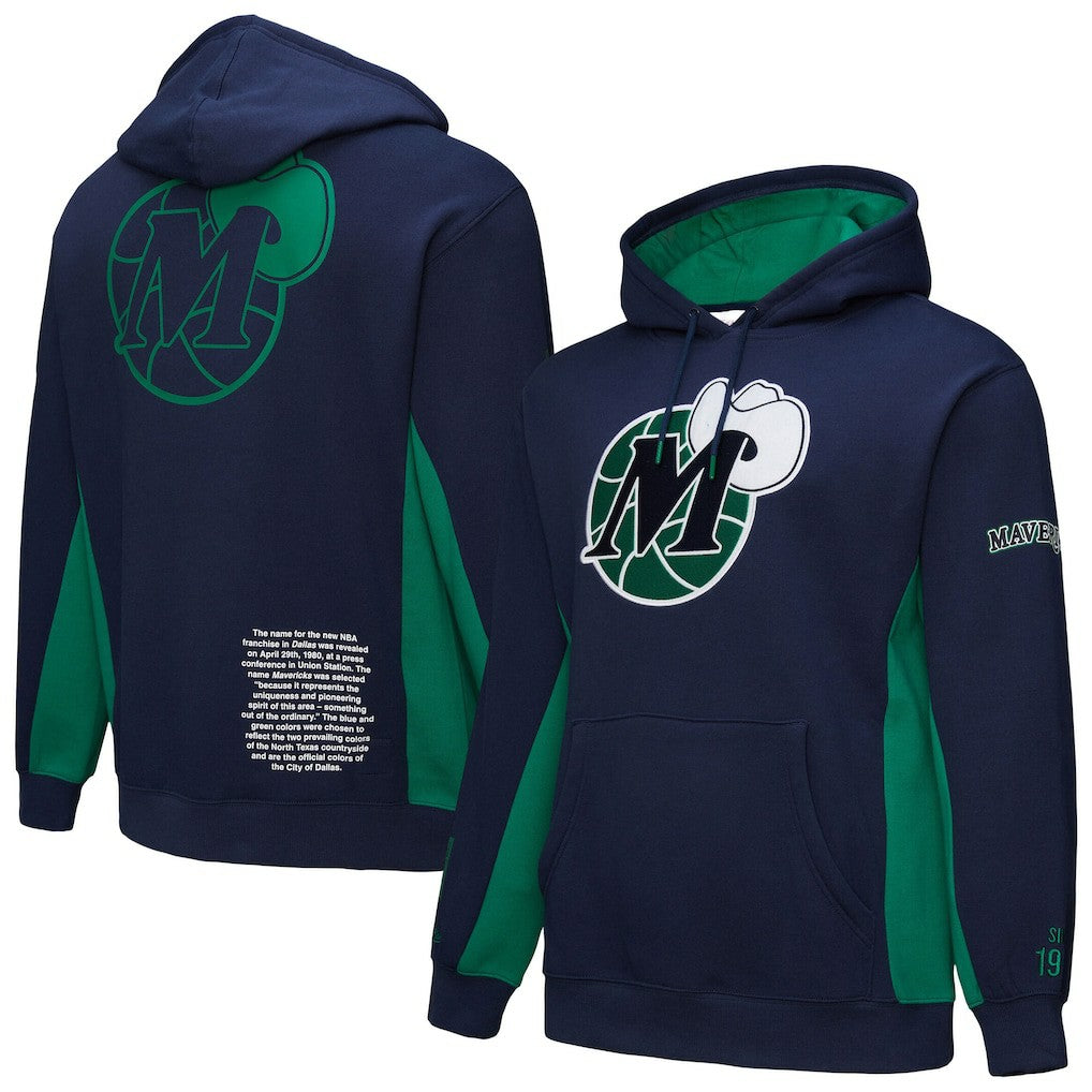 Navy Dallas Mavericks Hardwood Classics Team Origins Fleece Pullover Hoodie sale | NBA