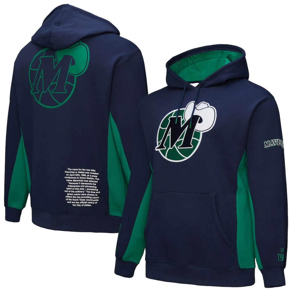 Navy Dallas Mavericks Hardwood Classics Team Origins Fleece Pullover Hoodie sale | NBA