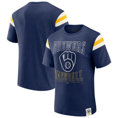 Milwaukee Brewers Darius Rucker Collection by Fanatics Distressed Sleeve Stripe T-Shirt - MLB T-shirts