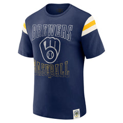 Milwaukee Brewers Darius Rucker Collection by Fanatics Distressed Sleeve Stripe T-Shirt - MLB T-shirts