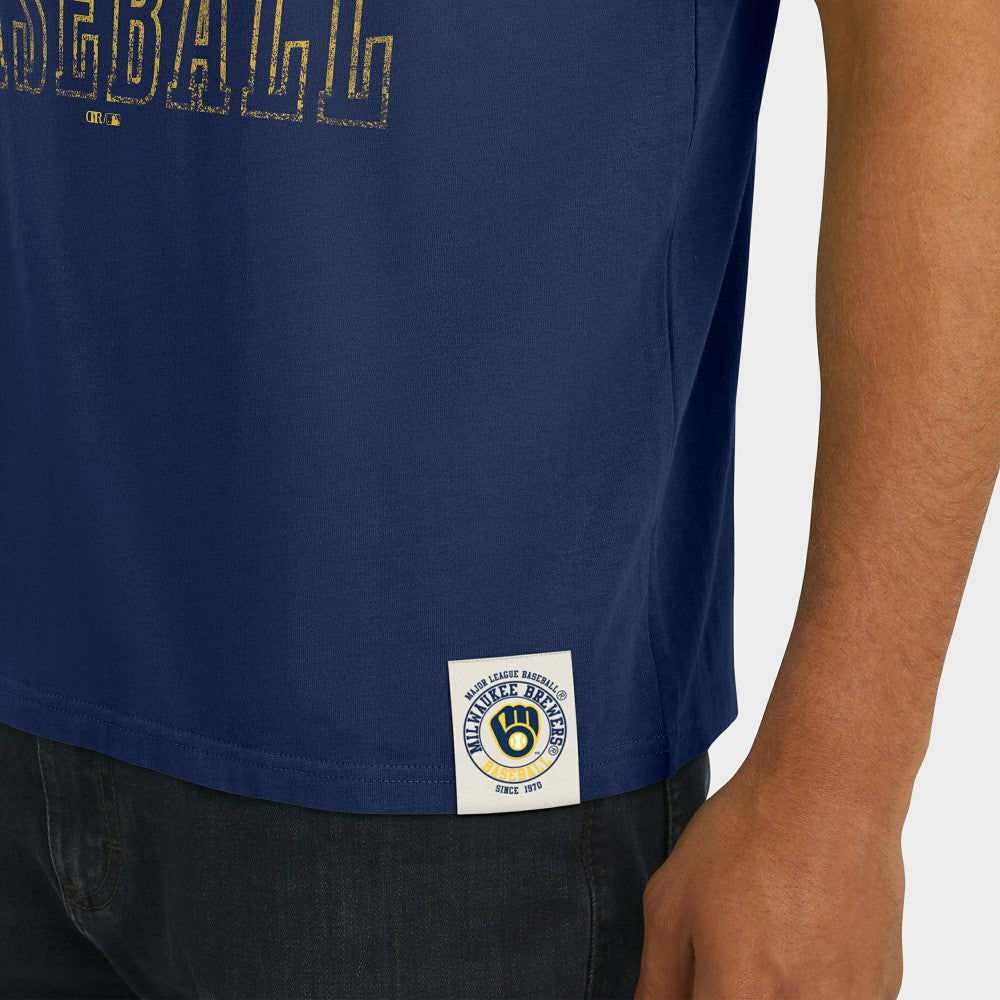 Milwaukee Brewers Darius Rucker Collection by Fanatics Distressed Sleeve Stripe T-Shirt - MLB T-shirts