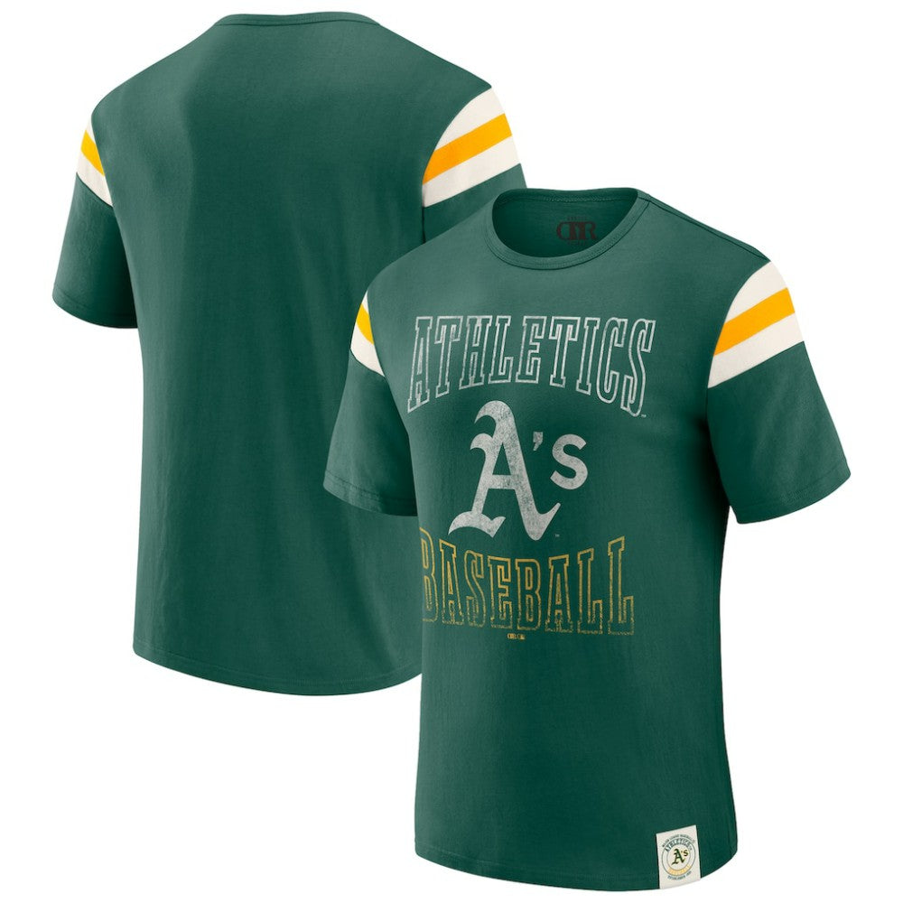 Athletics Darius Rucker Collection by Fanatics Distressed Sleeve Stripe T-Shirt - MLB T-shirts