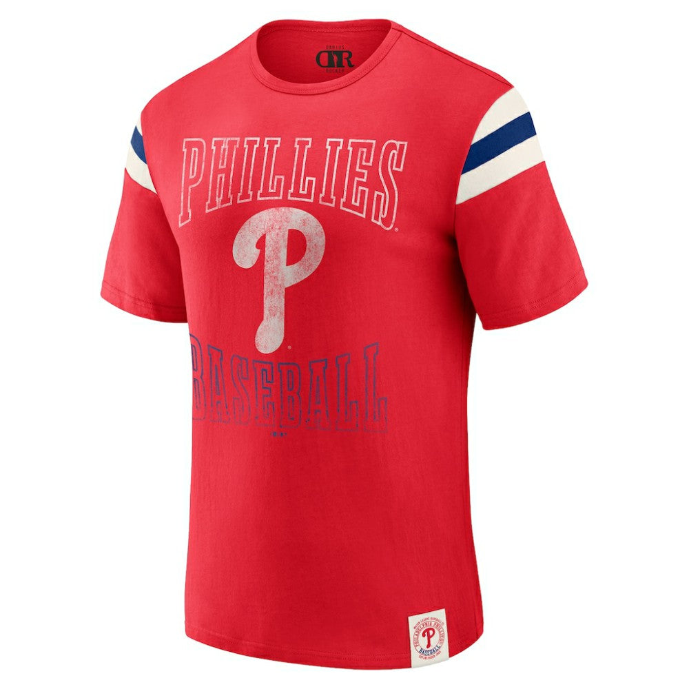 Philadelphia Phillies Darius Rucker Collection by Fanatics Distressed Sleeve Stripe T-Shirt - MLB T-shirts