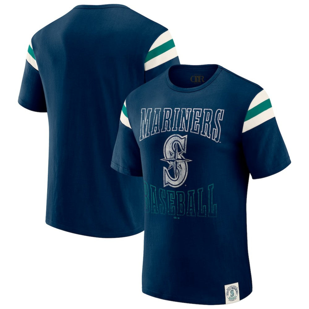 Seattle Mariners Darius Rucker Collection by Fanatics Distressed Sleeve Stripe T-Shirt - MLB T-shirts