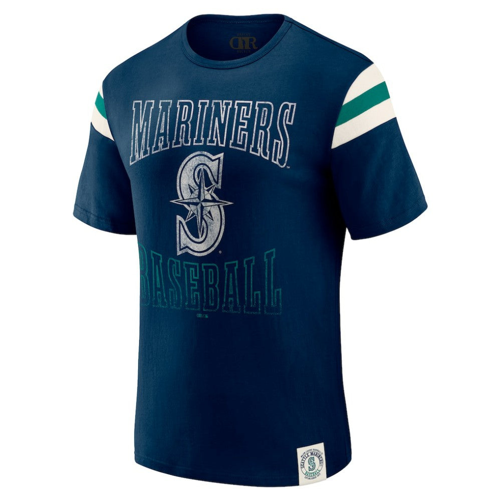 Seattle Mariners Darius Rucker Collection by Fanatics Distressed Sleeve Stripe T-Shirt - MLB T-shirts