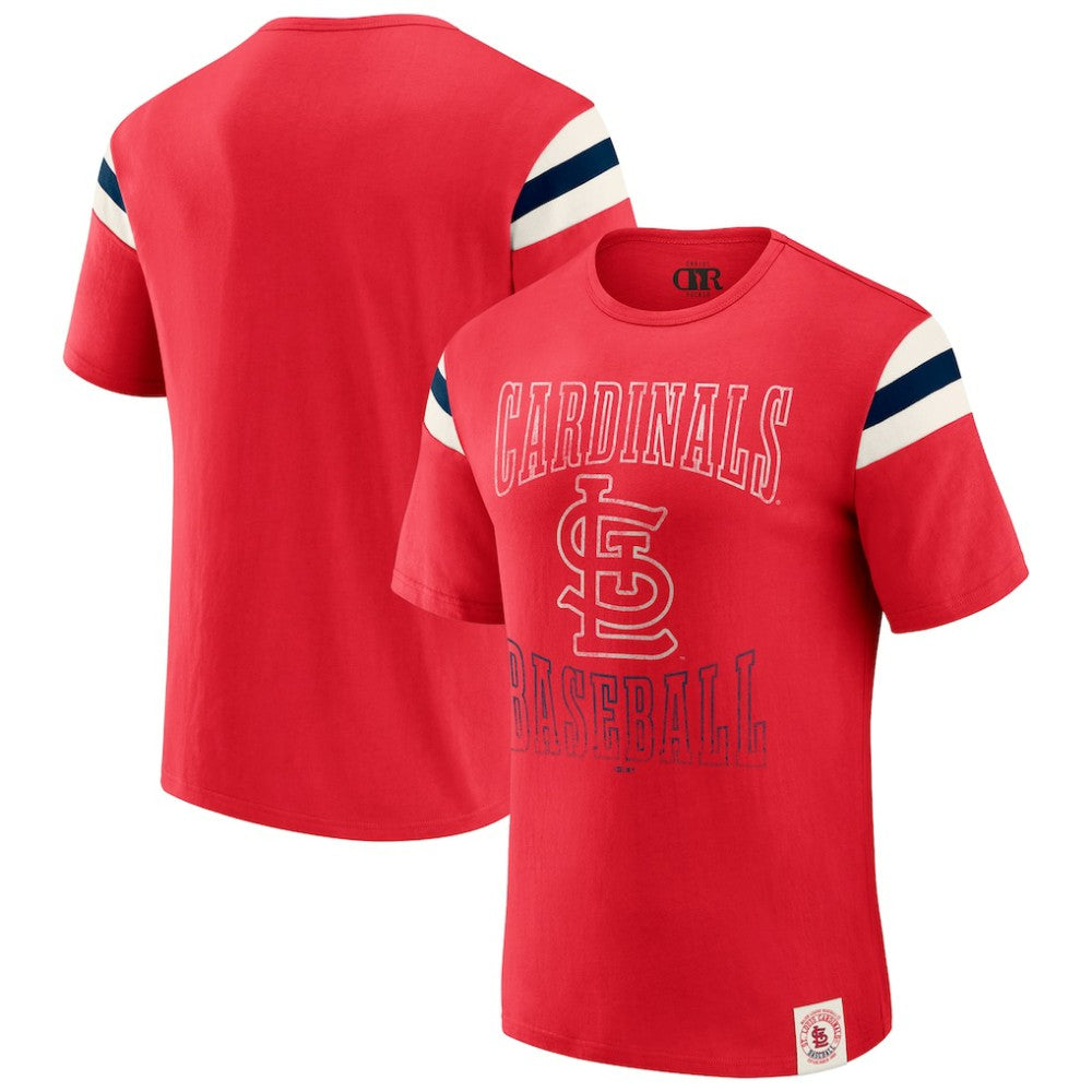 St. Louis Cardinals Darius Rucker Collection by Fanatics Distressed Sleeve Stripe T-Shirt - MLB T-shirts