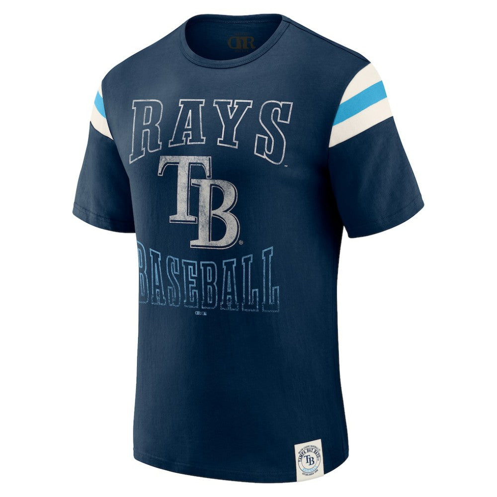 Tampa Bay Rays Darius Rucker Collection by Fanatics Distressed Sleeve Stripe T-Shirt - MLB T-shirts