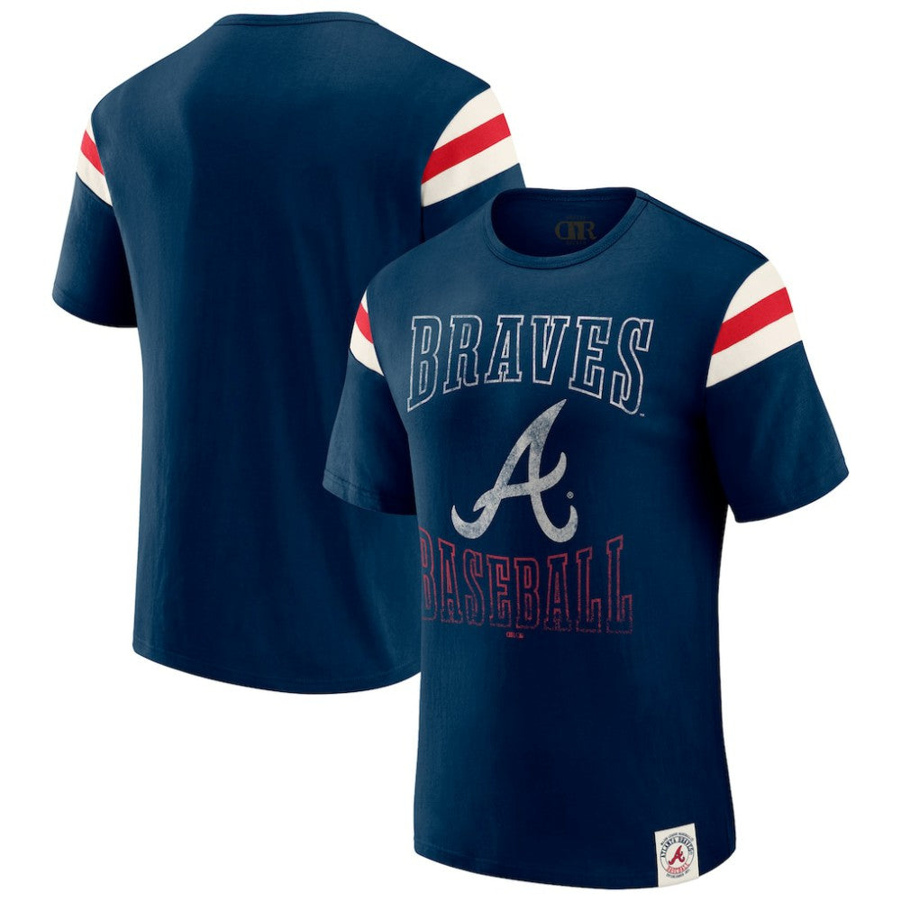 Atlanta Braves Darius Rucker Collection by Fanatics Distressed Sleeve Stripe T-Shirt - MLB T-shirts