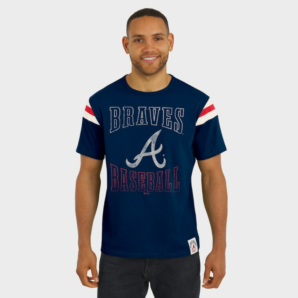 Atlanta Braves Darius Rucker Collection by Fanatics Distressed Sleeve Stripe T-Shirt - MLB T-shirts