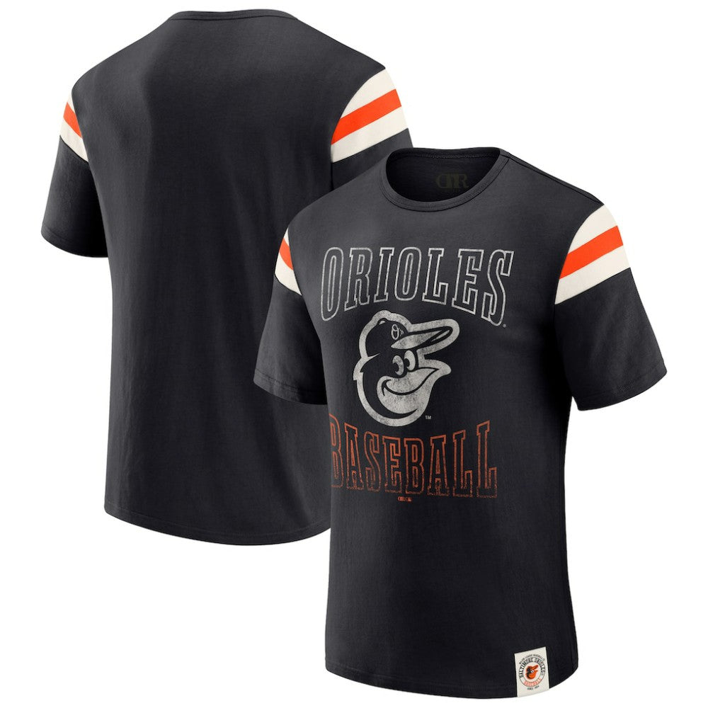 Baltimore Orioles Darius Rucker Collection by Fanatics Distressed Sleeve Stripe T-Shirt - MLB T-shirts