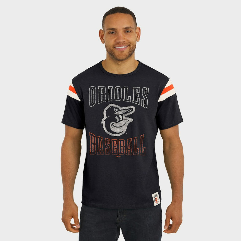 Baltimore Orioles Darius Rucker Collection by Fanatics Distressed Sleeve Stripe T-Shirt - MLB T-shirts