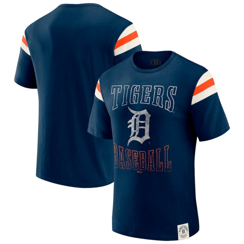 Detroit Tigers Darius Rucker Collection by Fanatics Distressed Sleeve Stripe T-Shirt - MLB T-shirts
